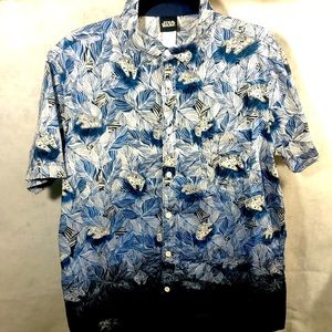 Men’s STAR WARS Millennium Falcon Large Hawaiian Button Up Shirt BLACK & BLUE